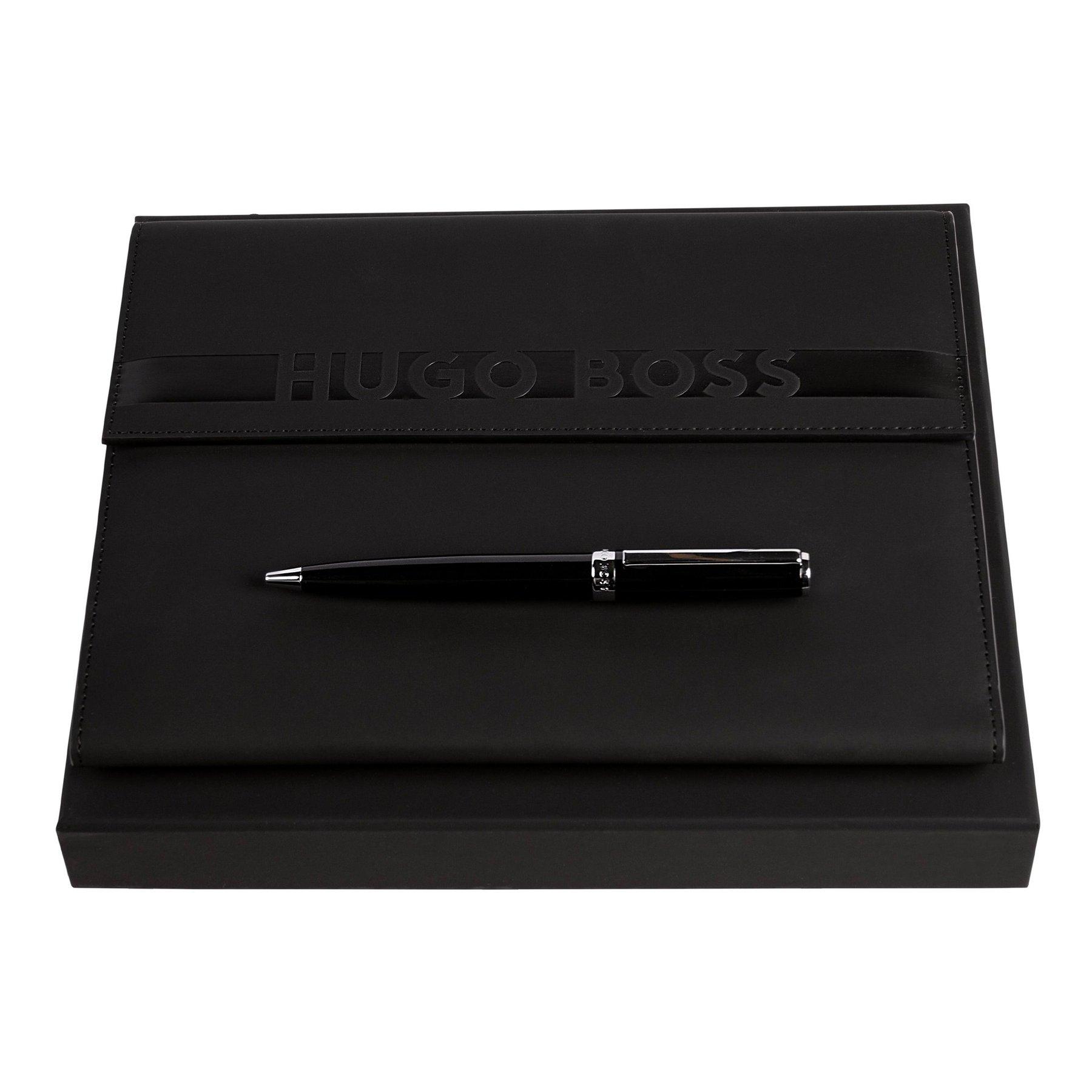 Hugo Boss Комплект химикалка и конферентна папка Cloud Matte, А5, черни със сребристи елементи | JAR Computers Hugo Boss Комплект химикалка и конферентна папка Cloud Matte, А5, черни със сребристи елементи