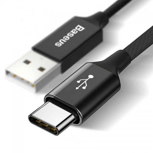 Кабел с въжена оплетка за устройства с USB-C порт (5 метра) - Baseus Artistic Striped USB-C Cable (черен) | JAR Computers Кабел с въжена оплетка за устройства с USB-C порт (5 метра) - Baseus Artistic Striped USB-C Cable (черен)
