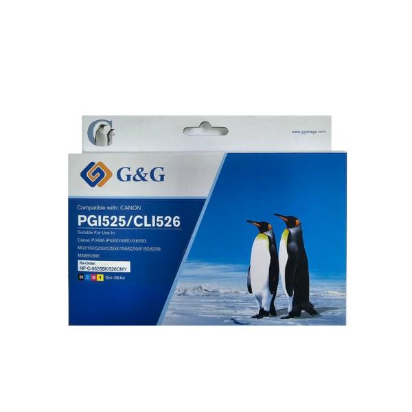 КОМПЛЕКТ 4 ГЛАВИ CANON PIXMA iP 4850/MG5150/5250/6150/8150 - Multi Packink tank With Chip - PGI-525PGBK/CLI-526C/CLI-526M/CLI-526Y - PN NC-C-0525BK/526C/M/Y - 4 pack - G&G | JAR Computers КОМПЛЕКТ 4 ГЛАВИ CANON PIXMA iP 4850/MG5150/5250/6150/8150 - Multi Packink tank With Chip - PGI-525PGBK/CLI-526C/CLI-526M/CLI-526Y - PN NC-C-0525BK/526C/M/Y - 4 pack - G&G