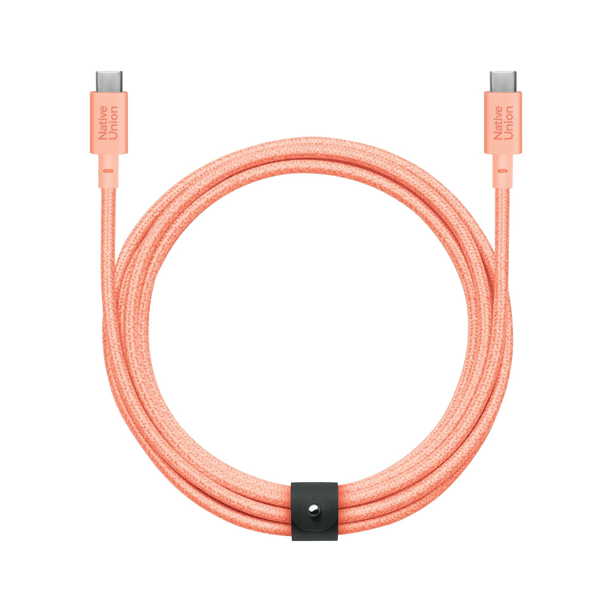 Native Union Belt Cable XL USB-C to USB-C 3m - Apricot | JAR Computers Native Union Belt Cable XL USB-C to USB-C 3m - Apricot