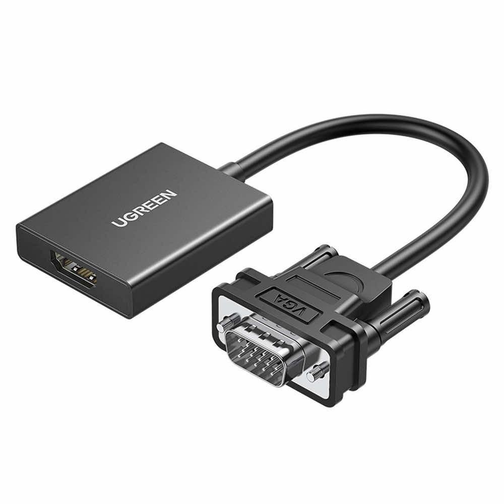 Ugreen HDMI to VGA Adapter - HDMI към VGA адаптер с 3.5 аудио изход и USB-C вход (15 см) (черен) | JAR Computers Ugreen HDMI to VGA Adapter - HDMI към VGA адаптер с 3.5 аудио изход и USB-C вход (15 см) (черен)