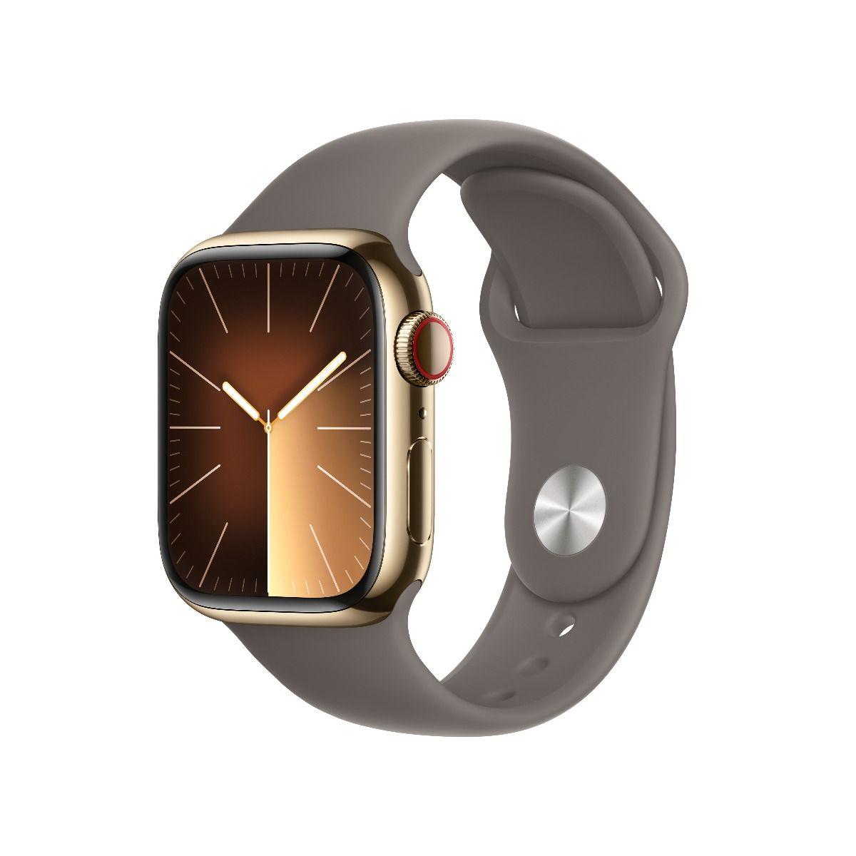 Умен часовник от Apple - Apple Watch Series 9 Cellular, 41mm Gold Stainless Steel Case with Clay Sport Band M/L | JAR Computers Умен часовник от Apple - Apple Watch Series 9 Cellular, 41mm Gold Stainless Steel Case with Clay Sport Band M/L