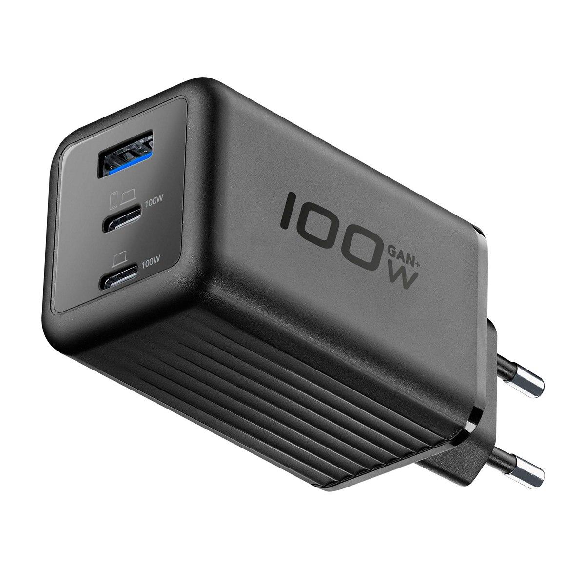 Зарядно 220V GaN+ PD 100W 3 порта 2xUSB-C + USB-A черно | JAR Computers Зарядно 220V GaN+ PD 100W 3 порта 2xUSB-C + USB-A черно