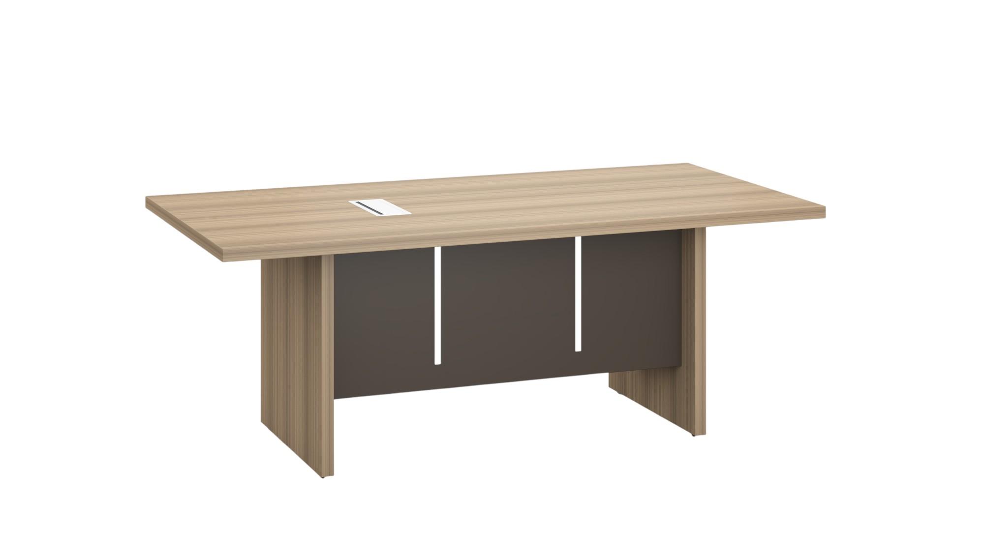 Заседателна маса RFG Milano, 2000 х 1000 х 750 mm, правоъгълен плот, ПДЧ 40 mm, светъл дъб и тъмносиво