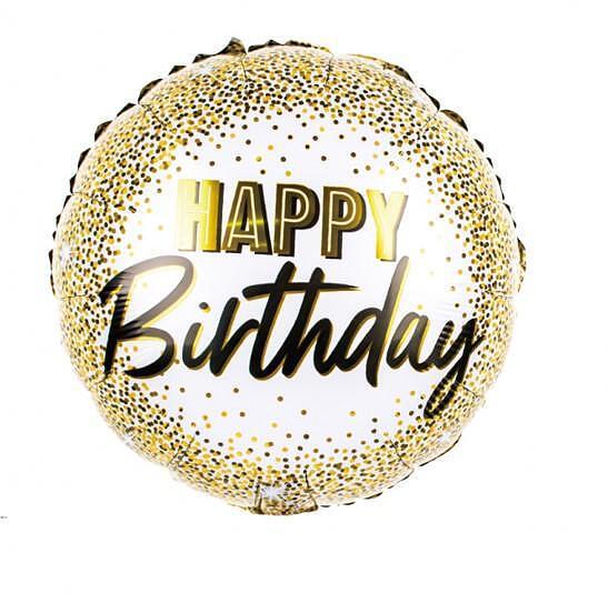 Балон от ал.фолио 45 см "Happy Birthday" - Черно и златно ,1 бр | JAR Computers Балон от ал.фолио 45 см "Happy Birthday" - Черно и златно ,1 бр
