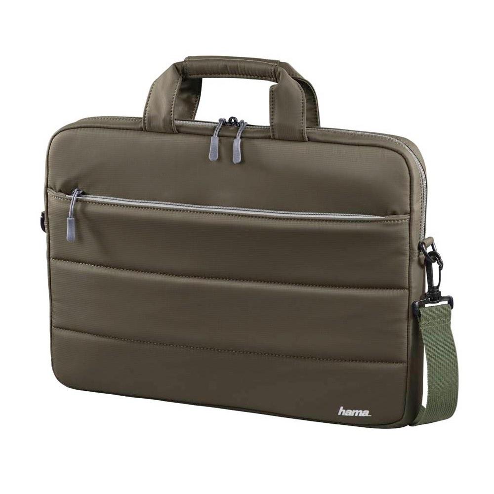 Hama Toronto Laptop Bag 14 - елегантна чанта с дръжки и презрамка за MacBook Air 13, MacBook Pro 13, MacBook Pro 14 и лаптопи до 14 инча (тъмнозелен)