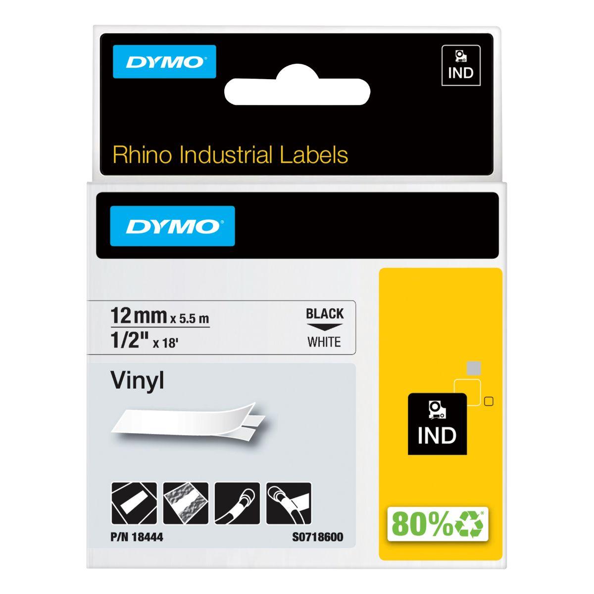 Лента за етикетни принтери Dymo Ribbon Rhino Industrial Vinyl / 18444 - Black on White L - PN 18444 + | JAR Computers Лента за етикетни принтери Dymo Ribbon Rhino Industrial Vinyl / 18444 - Black on White L - PN 18444 +