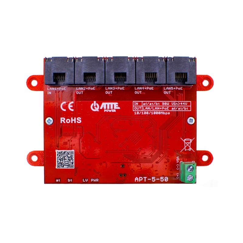 1x гигабитов PoE IN 4x гигабитови PoE Out - ATTE Power APT-5-50 | JAR Computers 1x гигабитов PoE IN 4x гигабитови PoE Out - ATTE Power APT-5-50