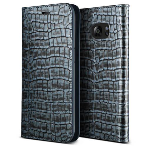 Кожен калъф (естествена кожа), тип портфейл за Samsung Galaxy S7 - Verus Genuine Croco Leather Case (сив) | JAR Computers Кожен калъф (естествена кожа), тип портфейл за Samsung Galaxy S7 - Verus Genuine Croco Leather Case (сив)