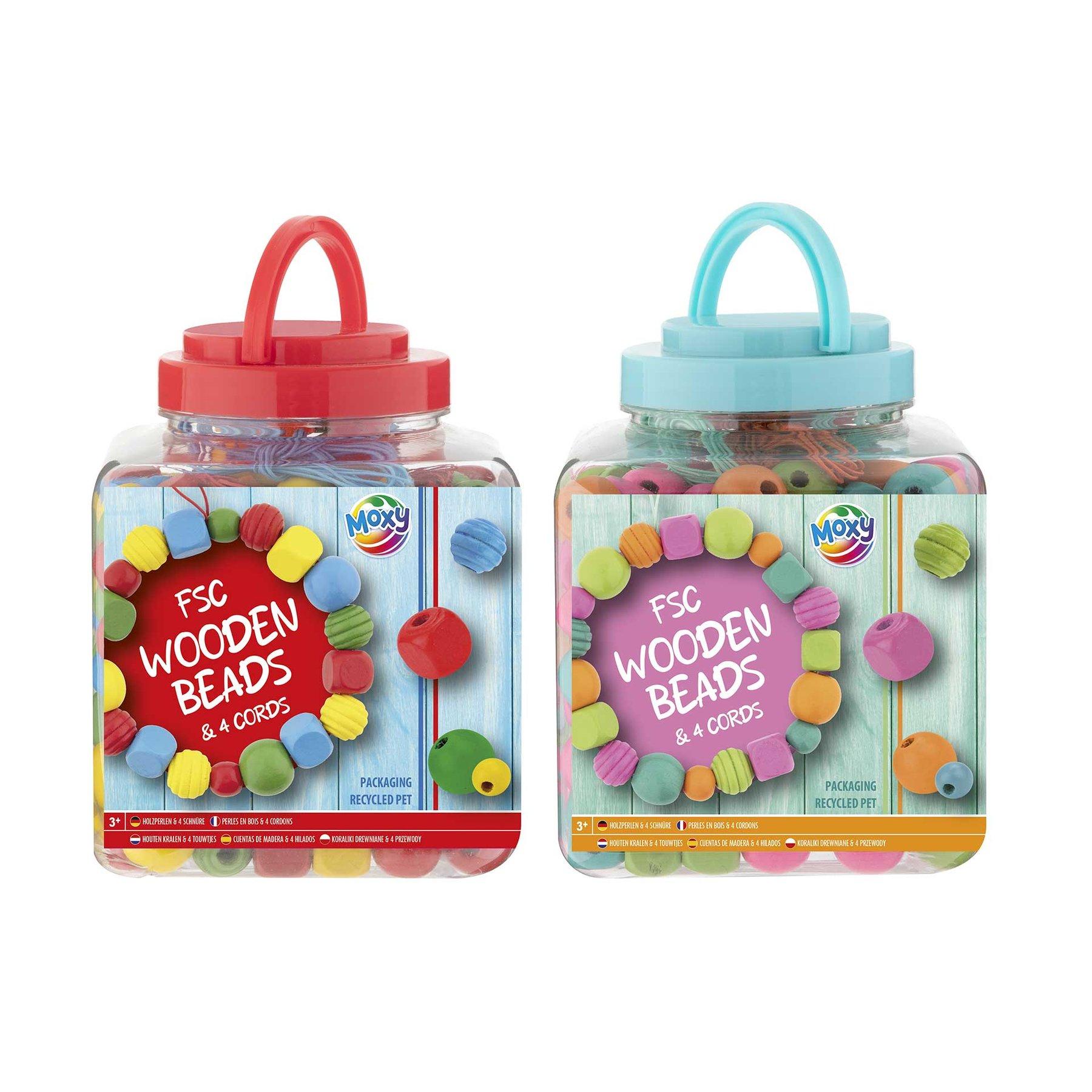 Moxy Мъниста, дървени, 375 g, в кофа, асорти, опаковка 6 | JAR Computers Moxy Мъниста, дървени, 375 g, в кофа, асорти, опаковка 6