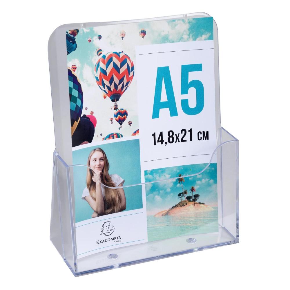 Поставка за брошури EXACOMPTA, А5, 173x73x214 мм, настолна, кристална,1 отделение | JAR Computers Поставка за брошури EXACOMPTA, А5, 173x73x214 мм, настолна, кристална,1 отделение