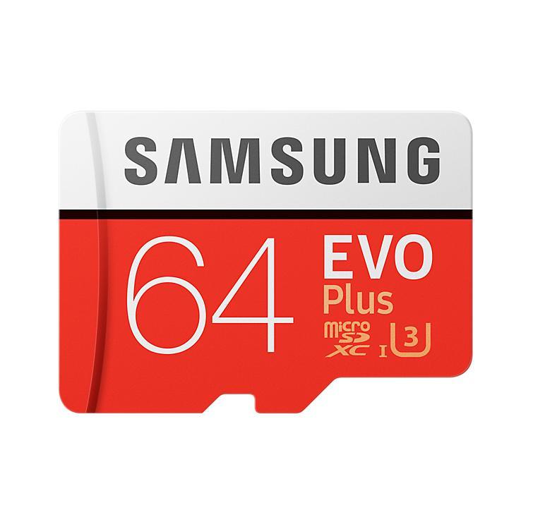 Samsung MicroSD 64GB EVO Plus UHS-I (U3) Memory Card 4K UHD Videos - MicroSD памет със SD адаптер за Samsung устройства (клас 10) (модел 2017) (подходяща за GoPro) | JAR Computers Samsung MicroSD 64GB EVO Plus UHS-I (U3) Memory Card 4K UHD Videos - MicroSD памет със SD адаптер за Samsung устройства (клас 10) (модел 2017) (подходяща за GoPro)