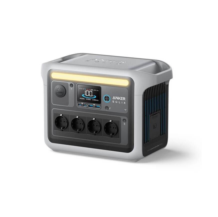 Anker Solix C1000X Power Station 1056Wh - мощна външна зареждаща станция с 4xAC (220V за ел. мрежа), 2 x USB-C, 2 x USB-A изходи и гнездо за кола (черен) 