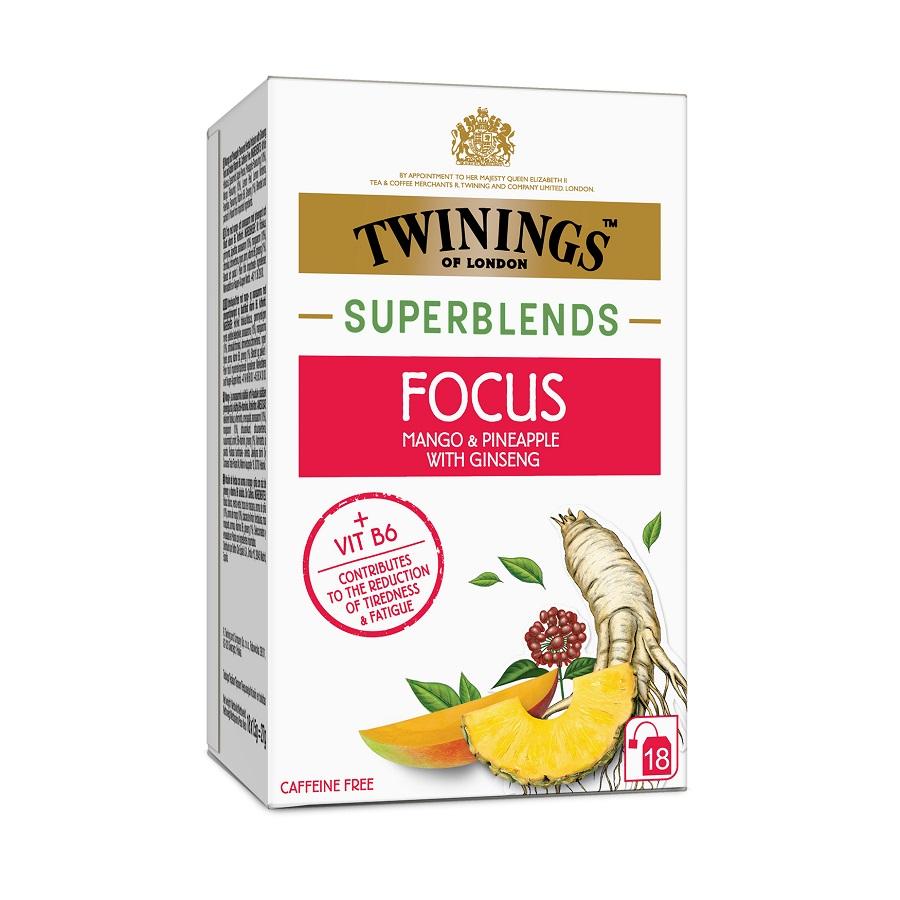 Чай Twinings Superblends FOCUS манго, ананас, женшен, кутия 18 бр. х 1.5 г | JAR Computers Чай Twinings Superblends FOCUS манго, ананас, женшен, кутия 18 бр. х 1.5 г