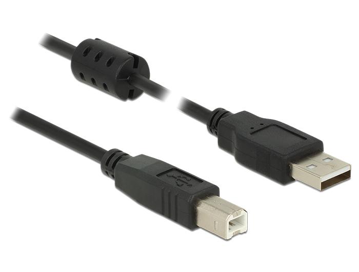 DeLOCK 1m, USB 2.0-A/USB 2.0-B USB кабел 1 м USB A USB B 0,48 Гбит/с Черен