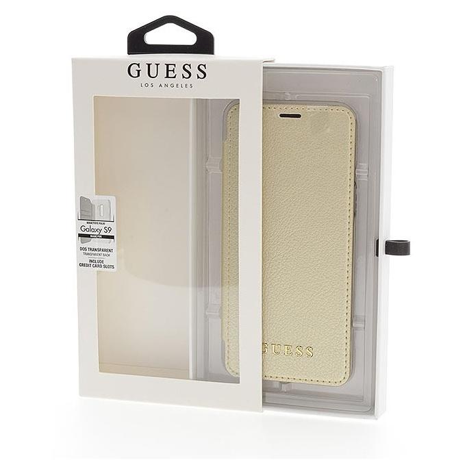 Дизайнерски кожен калъф, тип портфейл за Samsung Galaxy S9 - Guess Iridescent Book Case (златист) | JAR Computers Дизайнерски кожен калъф, тип портфейл за Samsung Galaxy S9 - Guess Iridescent Book Case (златист)