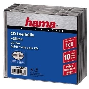 Hama CD Slim Jewel Case, pack 10 1 дискове Прозрачен | JAR Computers Hama CD Slim Jewel Case, pack 10 1 дискове Прозрачен