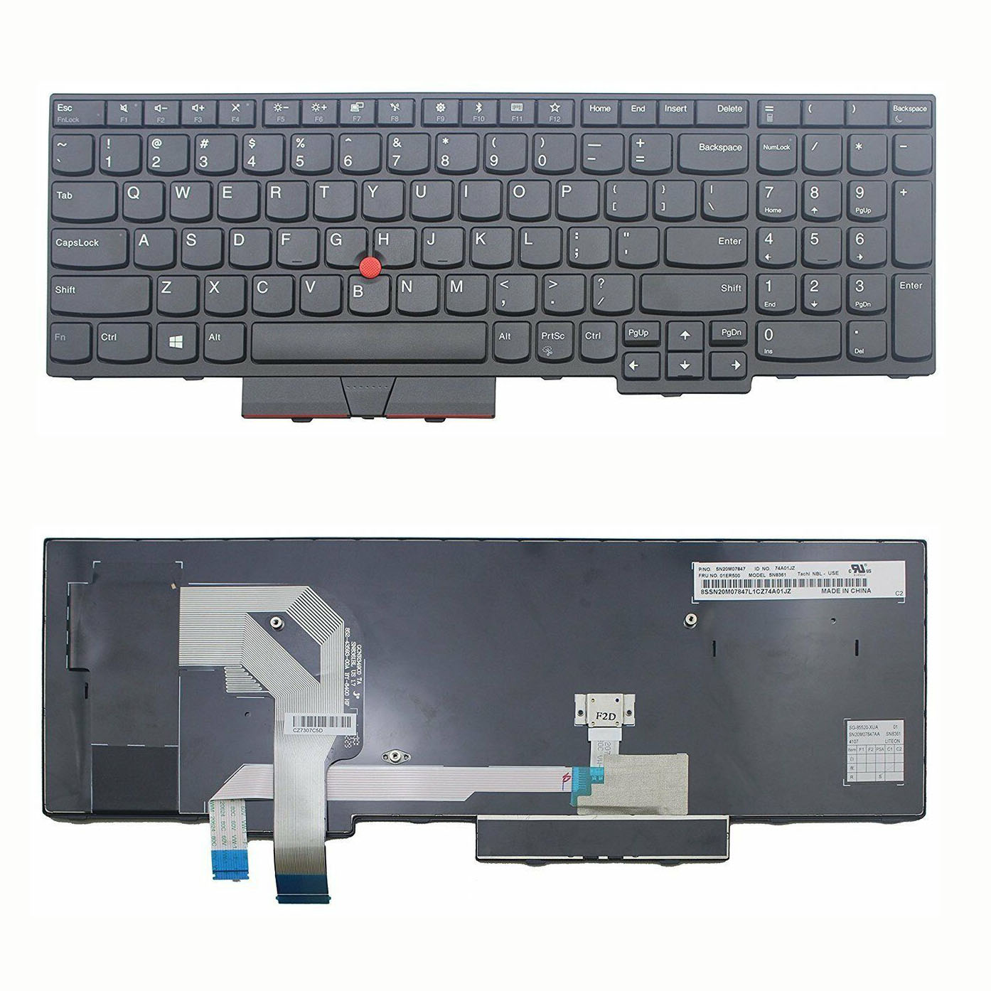 Клавиатура за лаптоп Lenovo ThinkPad T570 T580 P51S Черна с Черна Рамка с Пойнтинг стик / Black Frame Black With Pointing Stick | JAR Computers Клавиатура за лаптоп Lenovo ThinkPad T570 T580 P51S Черна с Черна Рамка с Пойнтинг стик / Black Frame Black With Pointing Stick