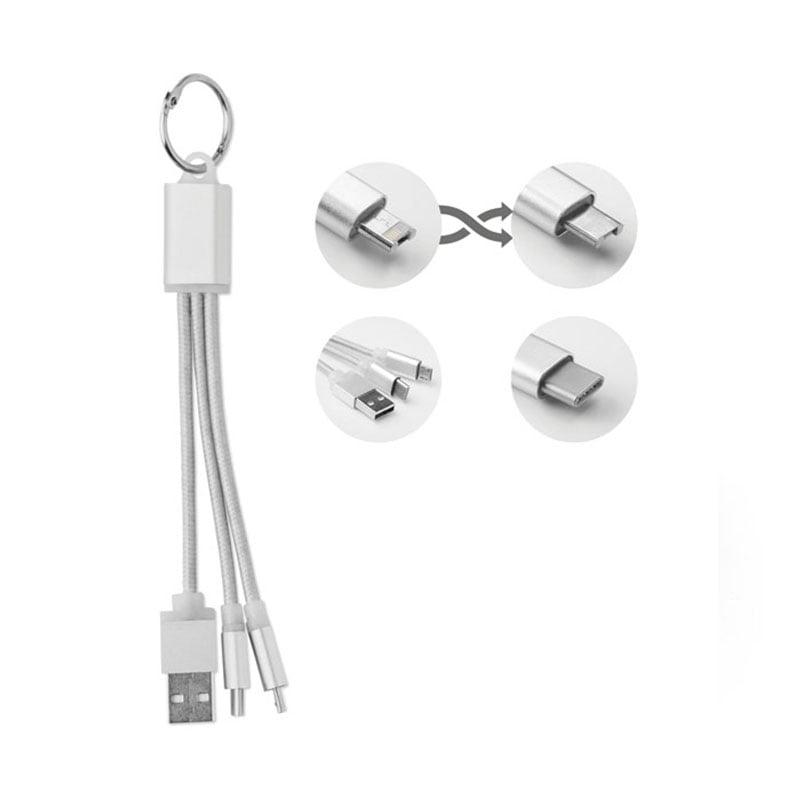 More Than Gifts Кабел за зареждане Rizo, USB, Micro USB, USB Type-C, сребрист | JAR Computers More Than Gifts Кабел за зареждане Rizo, USB, Micro USB, USB Type-C, сребрист