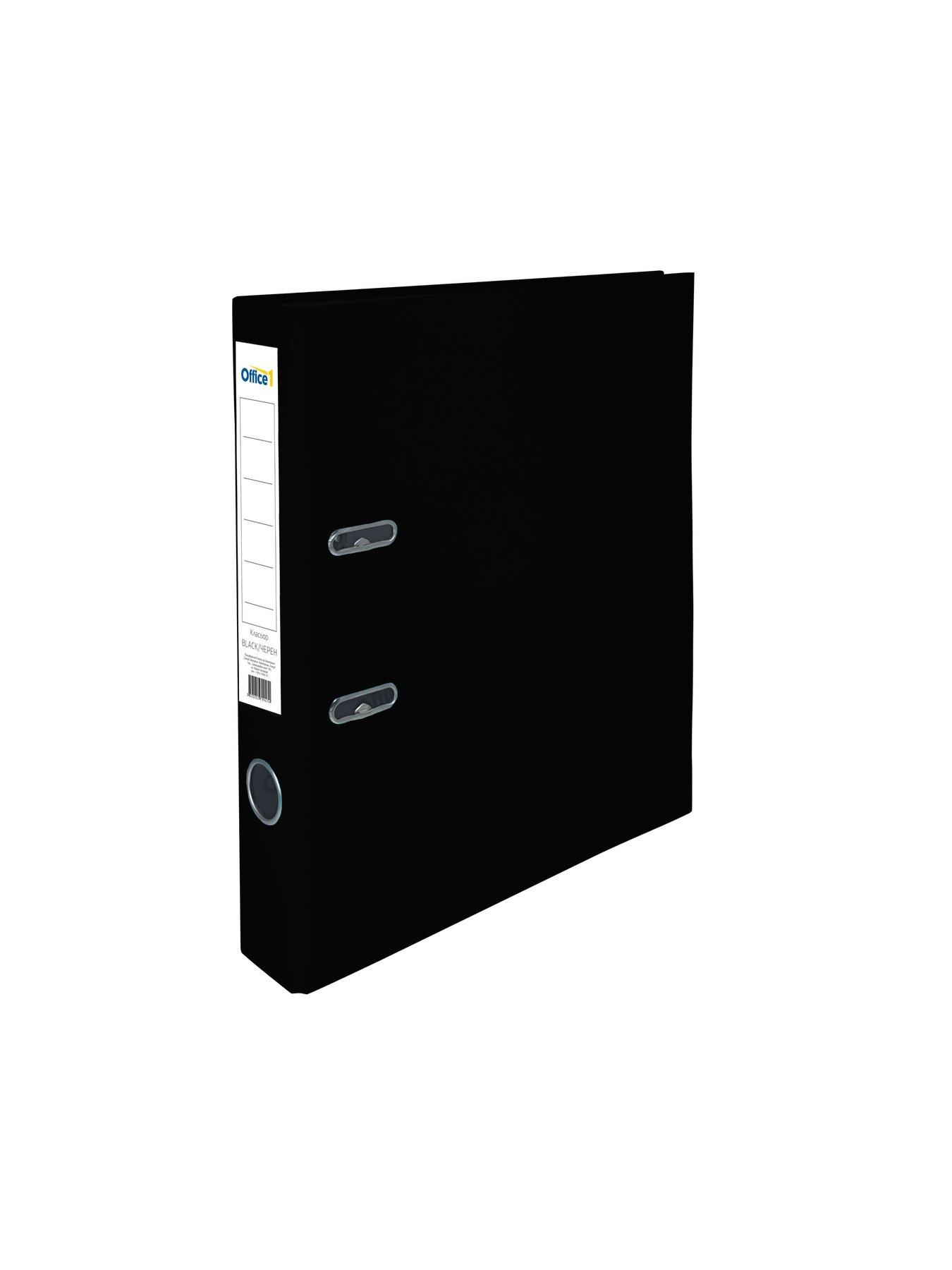 Office 1 Класьор, 5 cm, PP, несглобен, черен, 50 броя