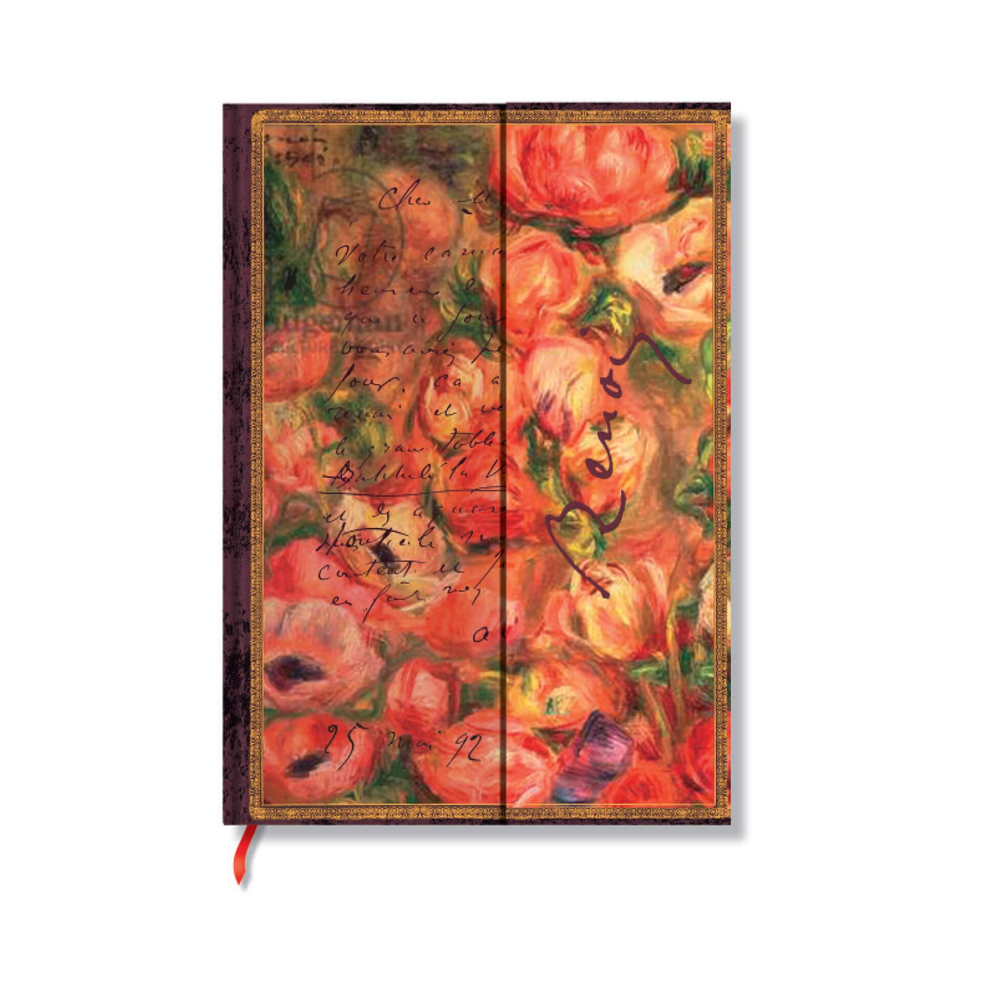 Paperblanks Тефтер Renoir to Morisot, Midi, широки редове, твърда корица, 72 листа