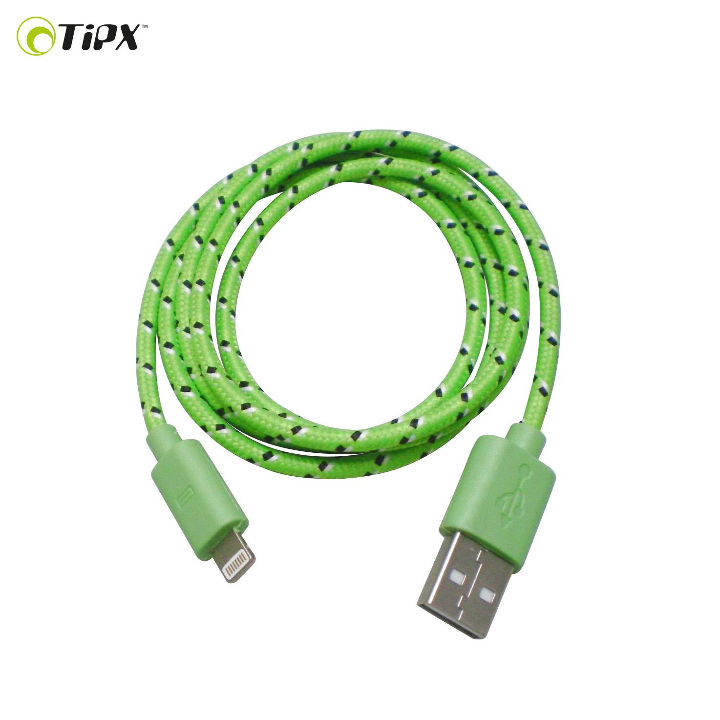 Плетен Lightning кабел за iPhone, iPad, iPod (2 метра) - TIPX Sync and Charge Lightning (зелен) | JAR Computers Плетен Lightning кабел за iPhone, iPad, iPod (2 метра) - TIPX Sync and Charge Lightning (зелен)