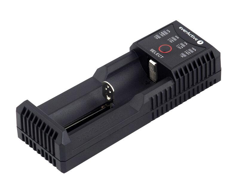 Зарядно устройство за LiIon/NiMh батерии 3,7v/1.2v универсално 1 гнездо USB micro UC-100 EverActive | JAR Computers Зарядно устройство за LiIon/NiMh батерии 3,7v/1.2v универсално 1 гнездо USB micro UC-100 EverActive