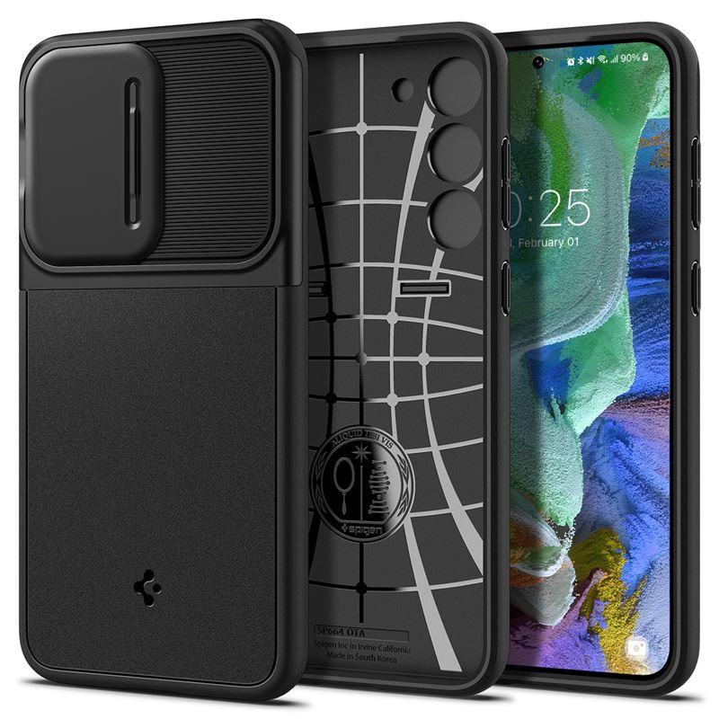 Тънък качествен силиконов (TPU) калъф с капак за камерата за Samsung Galaxy S23 Plus - Spigen Optik Armor Case (черен) | JAR Computers Тънък качествен силиконов (TPU) калъф с капак за камерата за Samsung Galaxy S23 Plus - Spigen Optik Armor Case (черен)