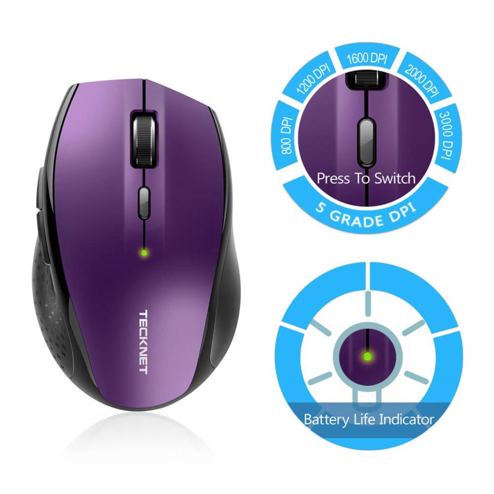 Ергономична безжична мишка (за Mac и PC) - TeckNet M006 2.4G Wireless Mouse (лилав) | JAR Computers Ергономична безжична мишка (за Mac и PC) - TeckNet M006 2.4G Wireless Mouse (лилав)