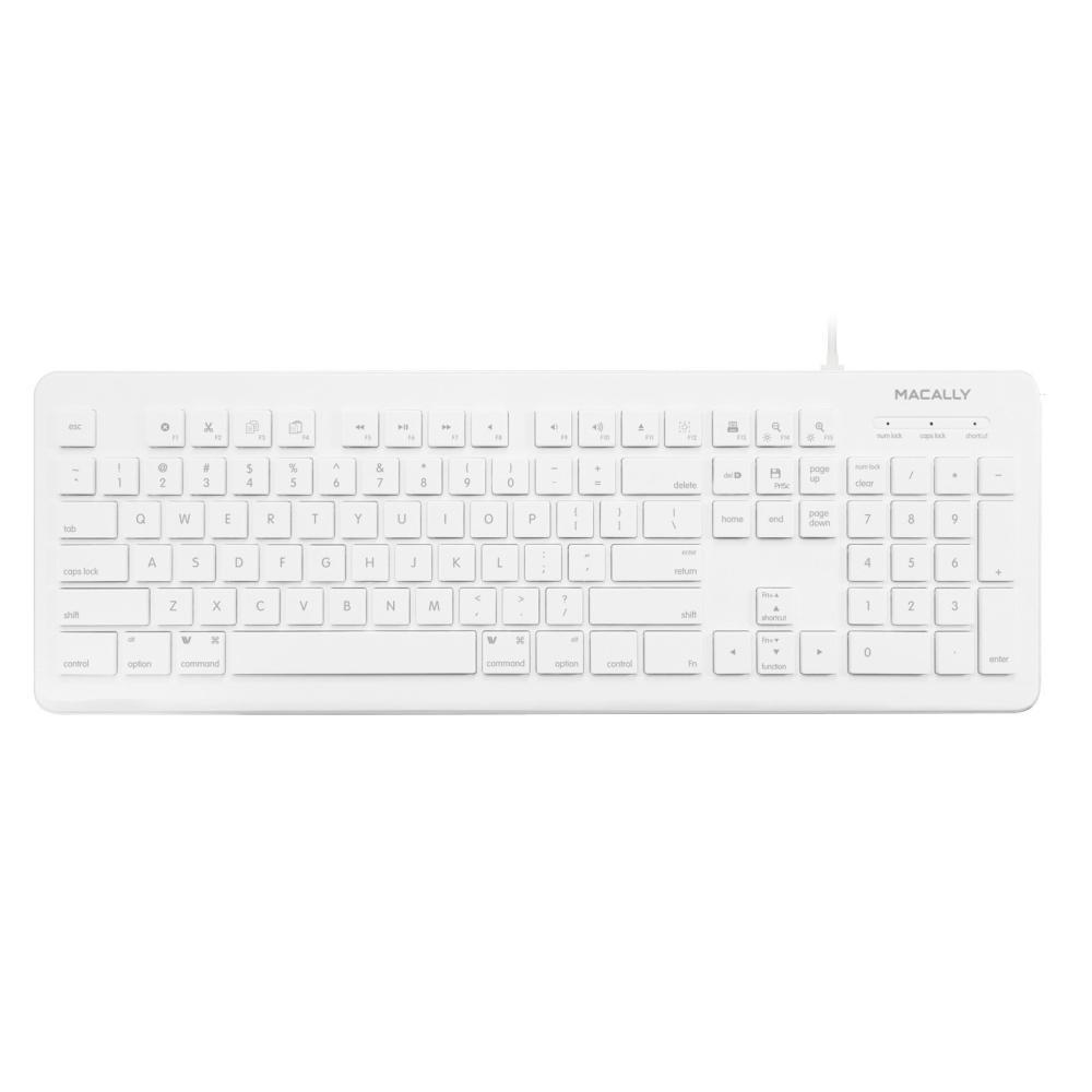 Клавиатура с два USB порта за Mac и PC (бял) - Macally 104 Key Full Size USB Keyboard with Two USB 2.0 Ports | JAR Computers Клавиатура с два USB порта за Mac и PC (бял) - Macally 104 Key Full Size USB Keyboard with Two USB 2.0 Ports