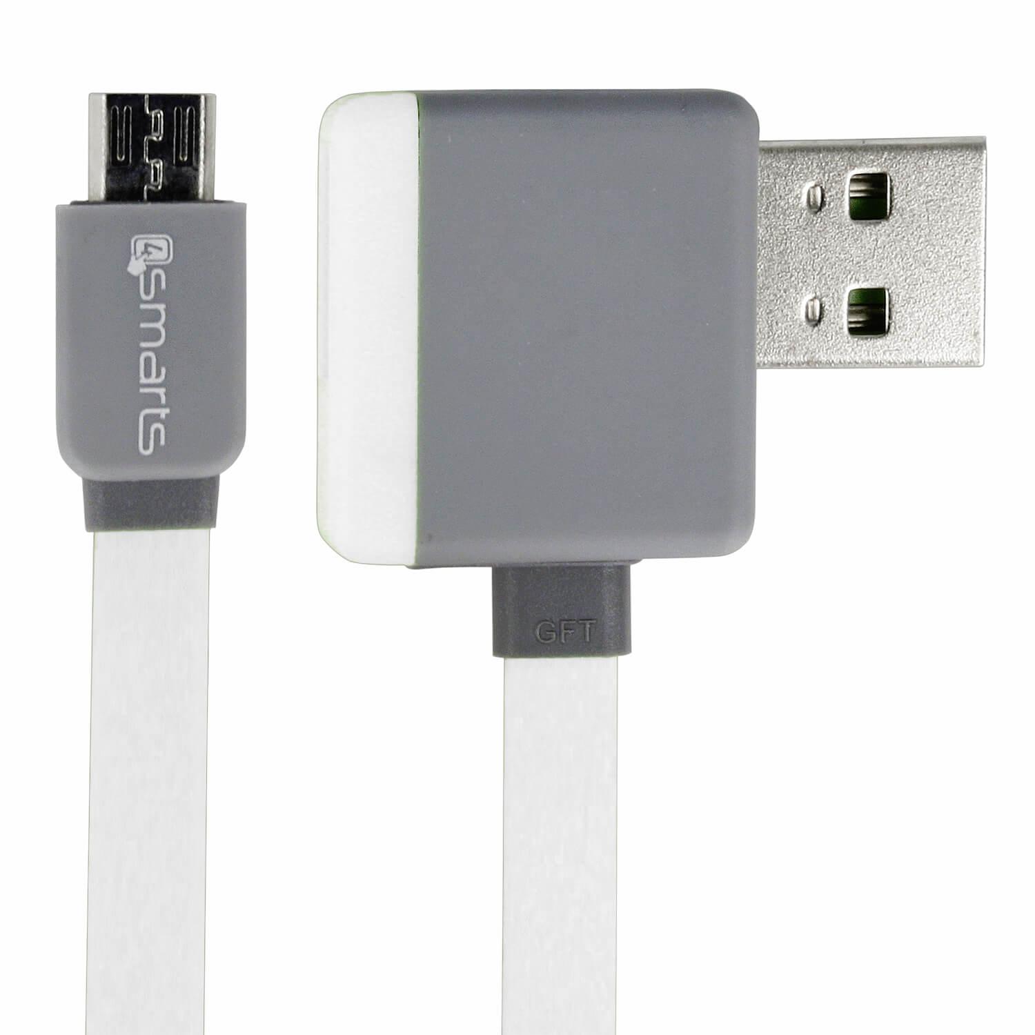 Компактен microUSB кабел с USB изход за мобилни устройства с microUSB вход - 4smarts StackWire Micro-USB Data Cable 1m (бял-сив) | JAR Computers Компактен microUSB кабел с USB изход за мобилни устройства с microUSB вход - 4smarts StackWire Micro-USB Data Cable 1m (бял-сив)