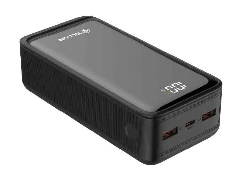 Tellur Boost Pro PD303 външна батерия 30000mAh, 2× QC 3.0 22.5W + USB-C PD 20W, LCD дисплей, черна | JAR Computers Tellur Boost Pro PD303 външна батерия 30000mAh, 2× QC 3.0 22.5W + USB-C PD 20W, LCD дисплей, черна