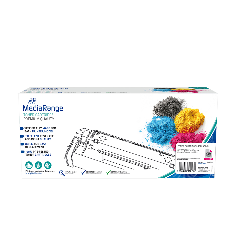 Toner MEDIARANGE Compatible for Printers HP (Magenta) (CB543A/125A) (MRHPTCB543A)