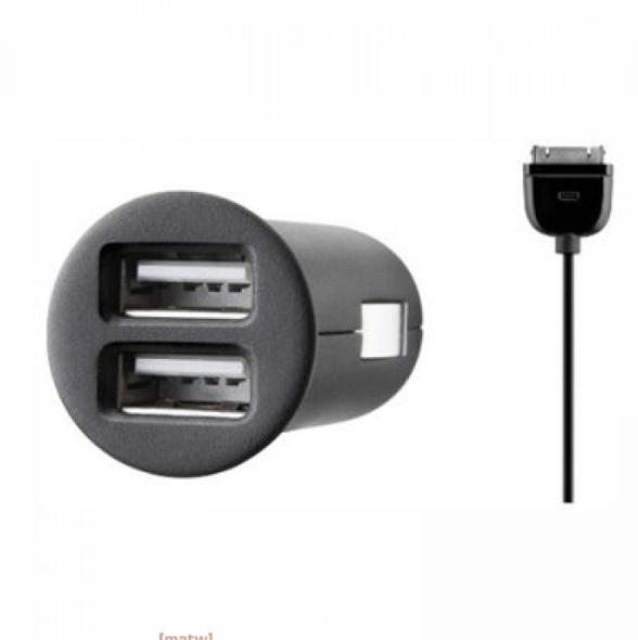 Зарядно за кола с 2 USB изхода и кабел за iPhone и iPod - Belkin Micro Car Dual Charger USB | JAR Computers Зарядно за кола с 2 USB изхода и кабел за iPhone и iPod - Belkin Micro Car Dual Charger USB