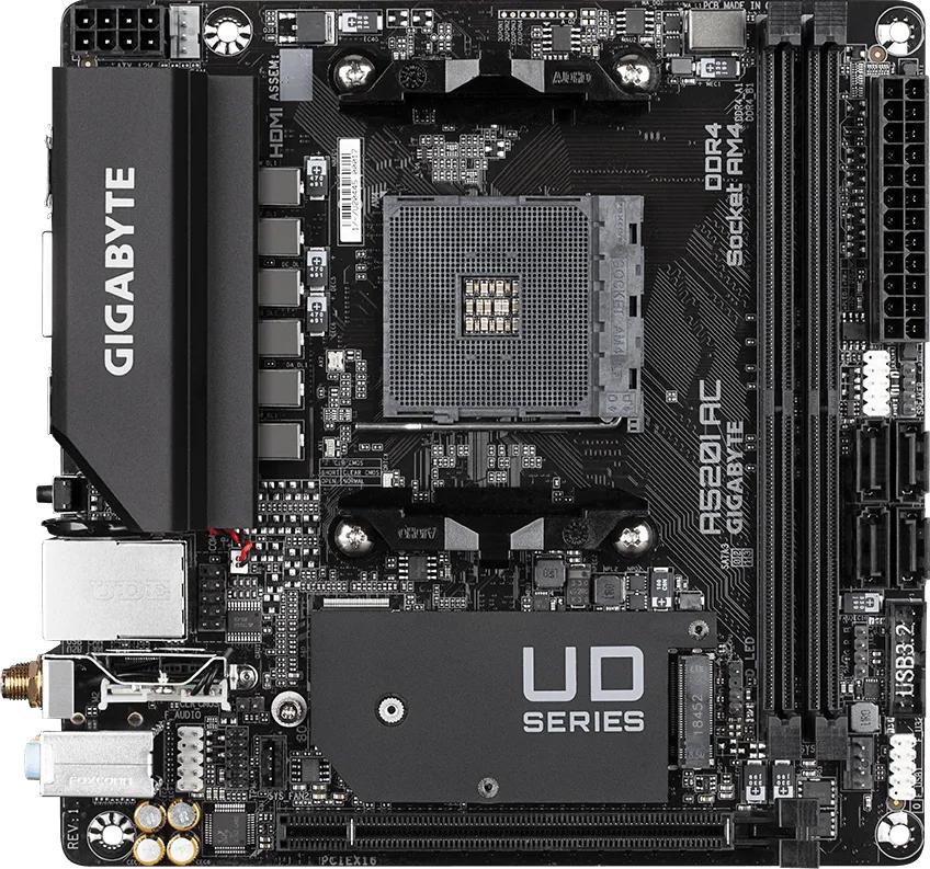 Дънна платка GIGABYTE A520I AC WIFI, Socket AM4, Mini-ITX