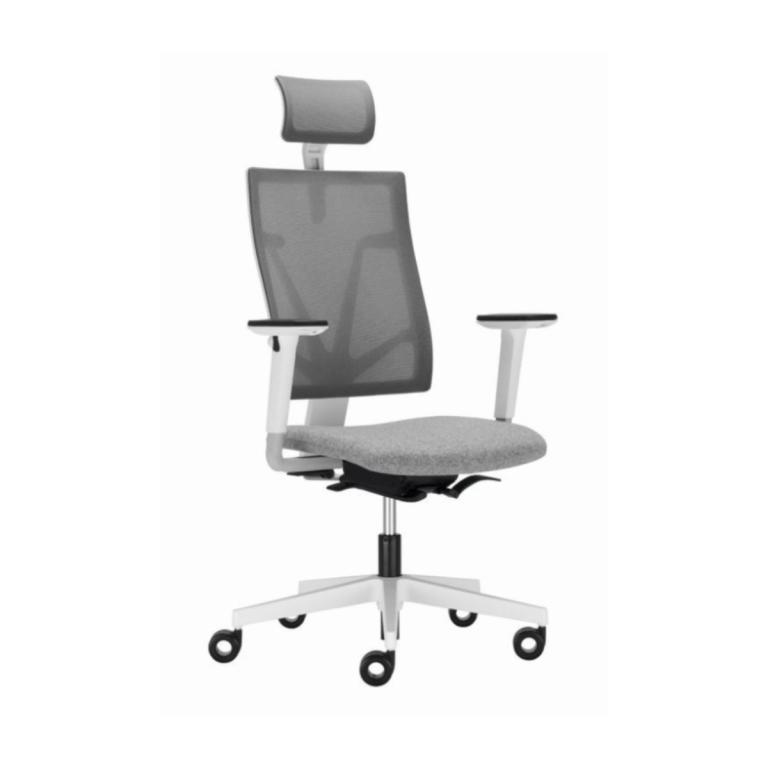 Ергономичен работен стол 4MЕ Mesh White HRUA, дамаска, бяла PP база, 2D подлакътници, сив | JAR Computers Ергономичен работен стол 4MЕ Mesh White HRUA, дамаска, бяла PP база, 2D подлакътници, сив