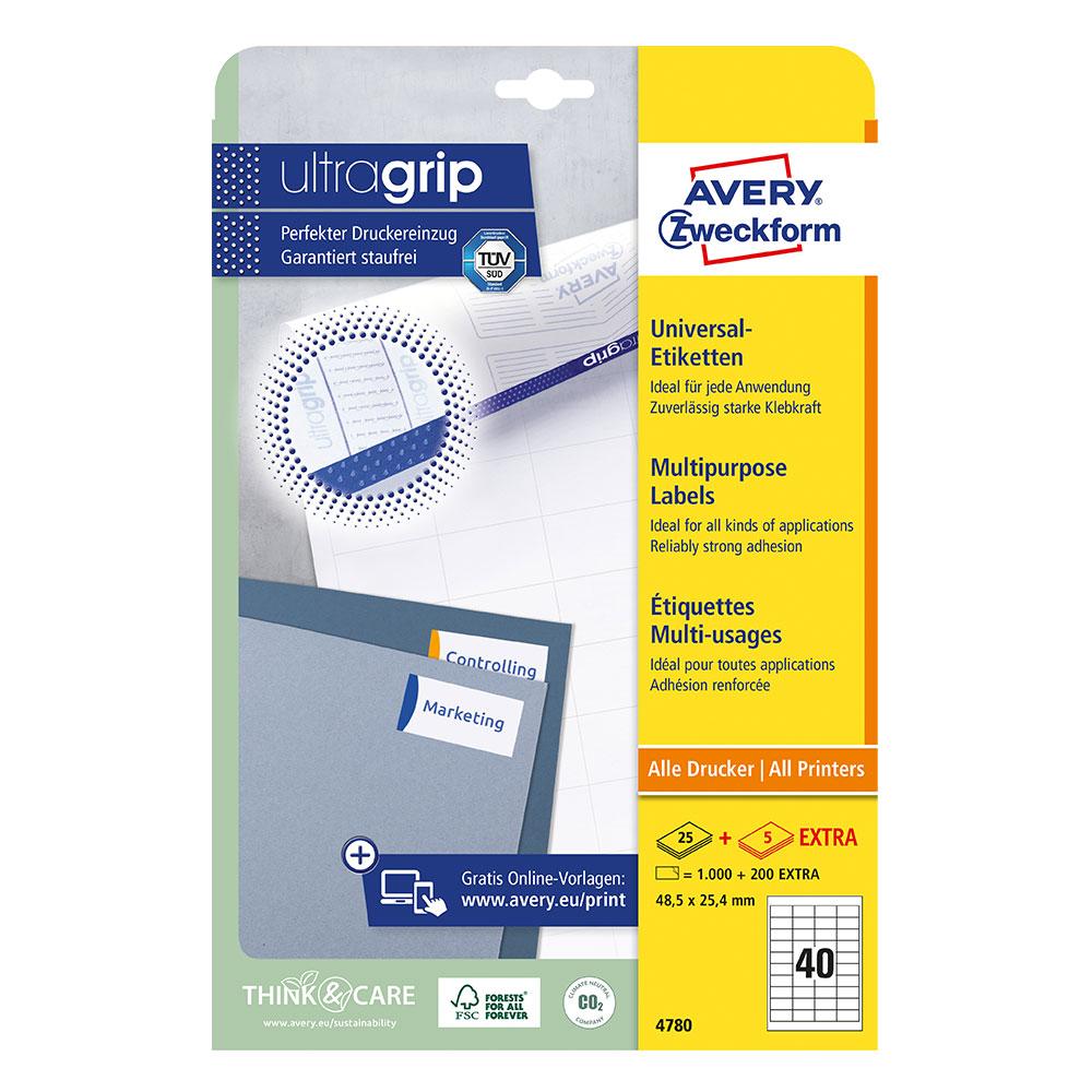 Етикети Avery 48.5/25.4 A4 40ет 30л