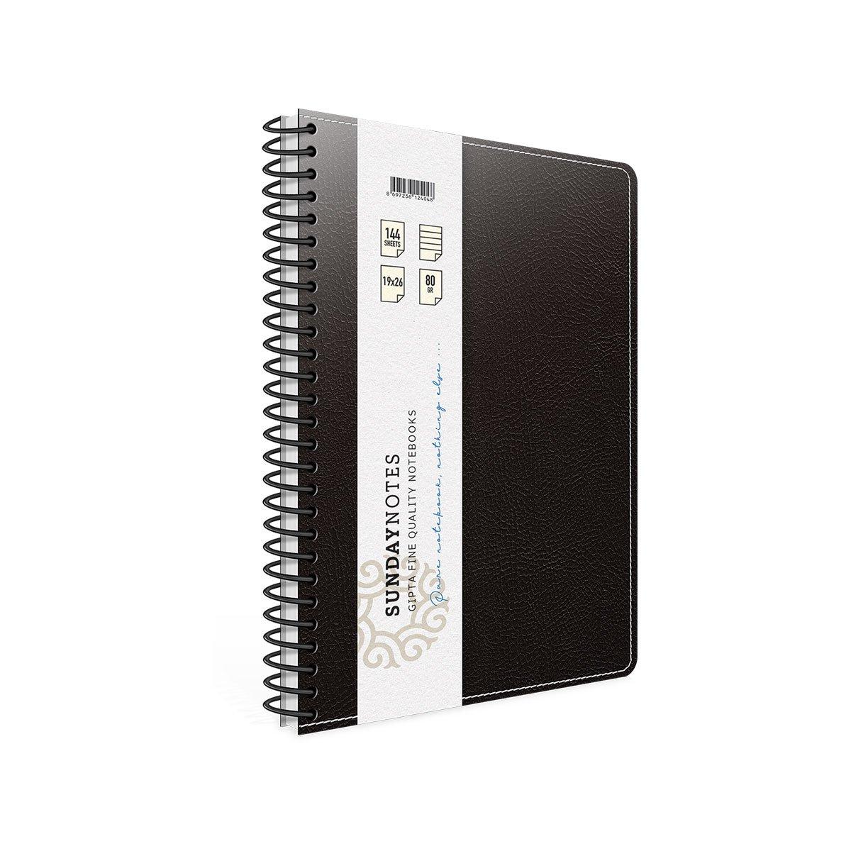 Gipta Тетрадка Sunday Notes, A4, кремава хартия, широки редове, твърда корица, със спирала, 140 листа