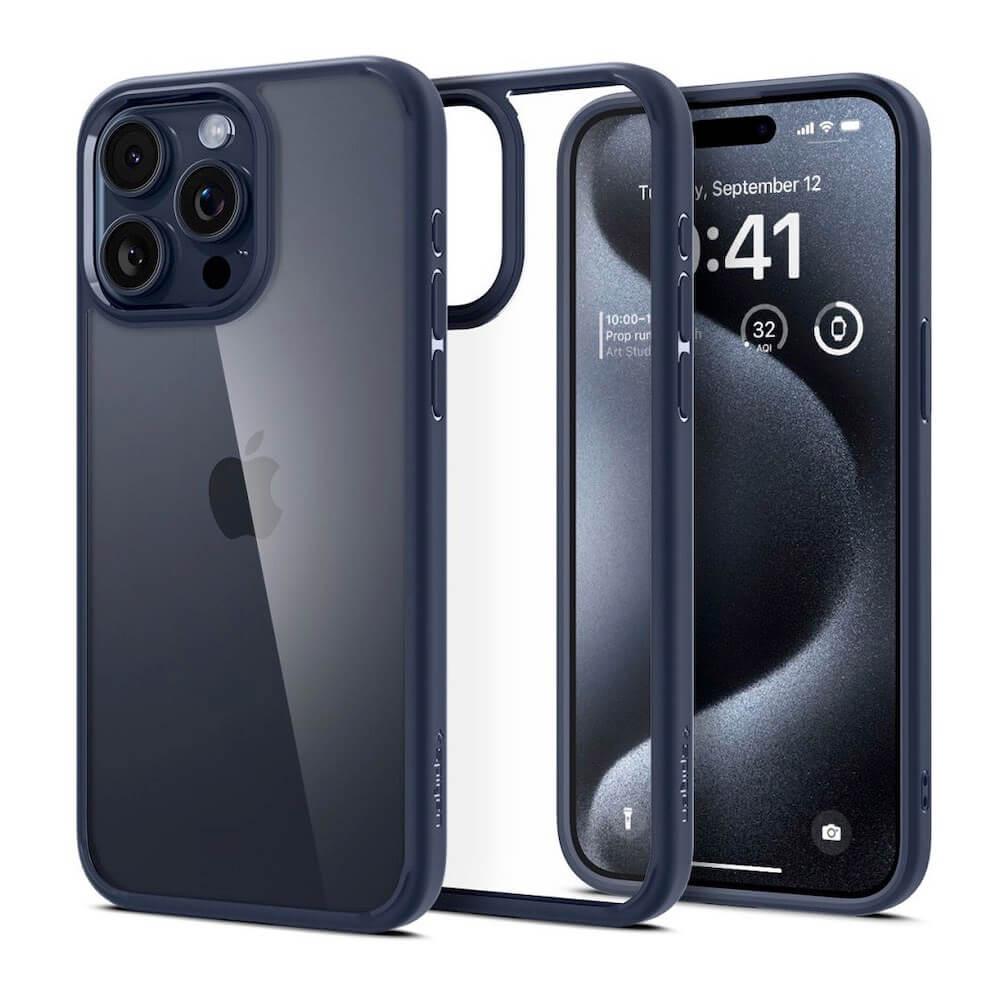 Хибриден кейс с висока степен на защита за iPhone 15 Pro - Spigen Ultra Hybrid Case (син-прозрачен) | JAR Computers Хибриден кейс с висока степен на защита за iPhone 15 Pro - Spigen Ultra Hybrid Case (син-прозрачен)