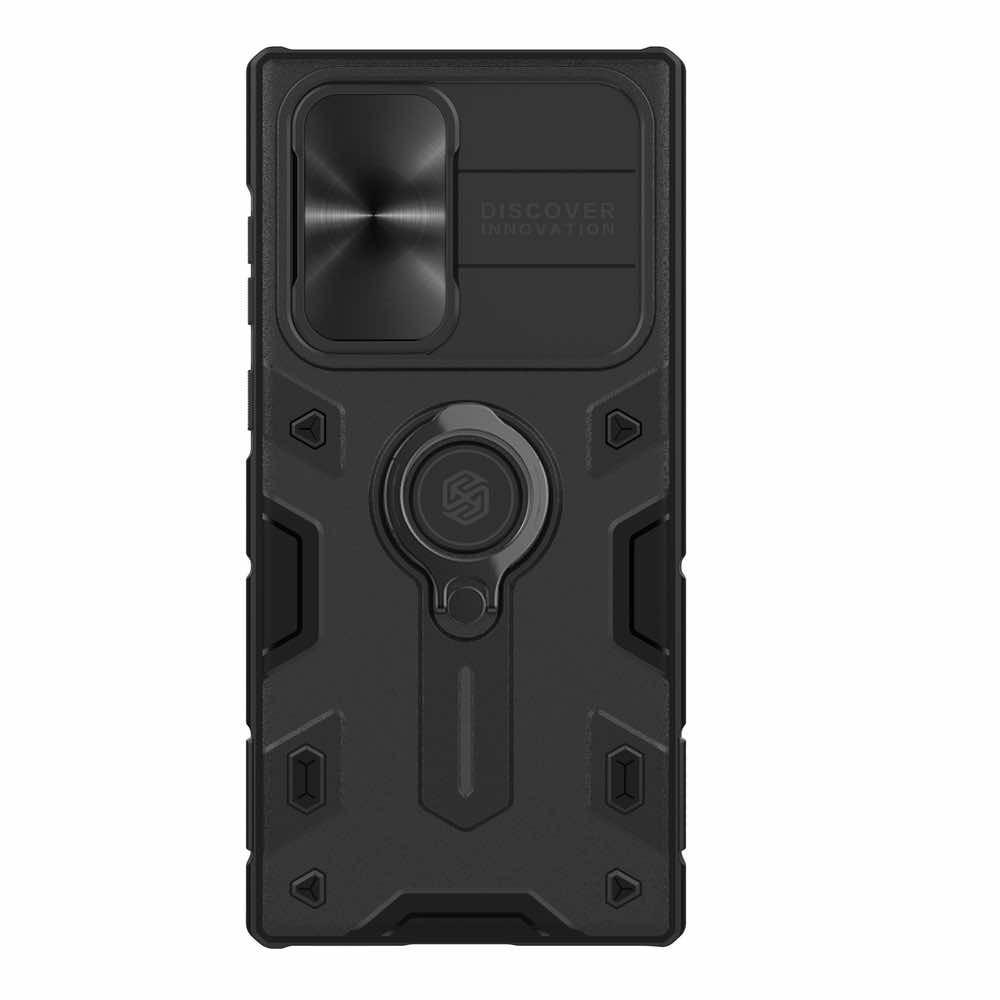 Хибриден удароустойчив кейс с пръстен против изпускане за Samsung Galaxy S22 Ultra - Nillkin CamShield Armor Hard Case (черен) | JAR Computers Хибриден удароустойчив кейс с пръстен против изпускане за Samsung Galaxy S22 Ultra - Nillkin CamShield Armor Hard Case (черен)
