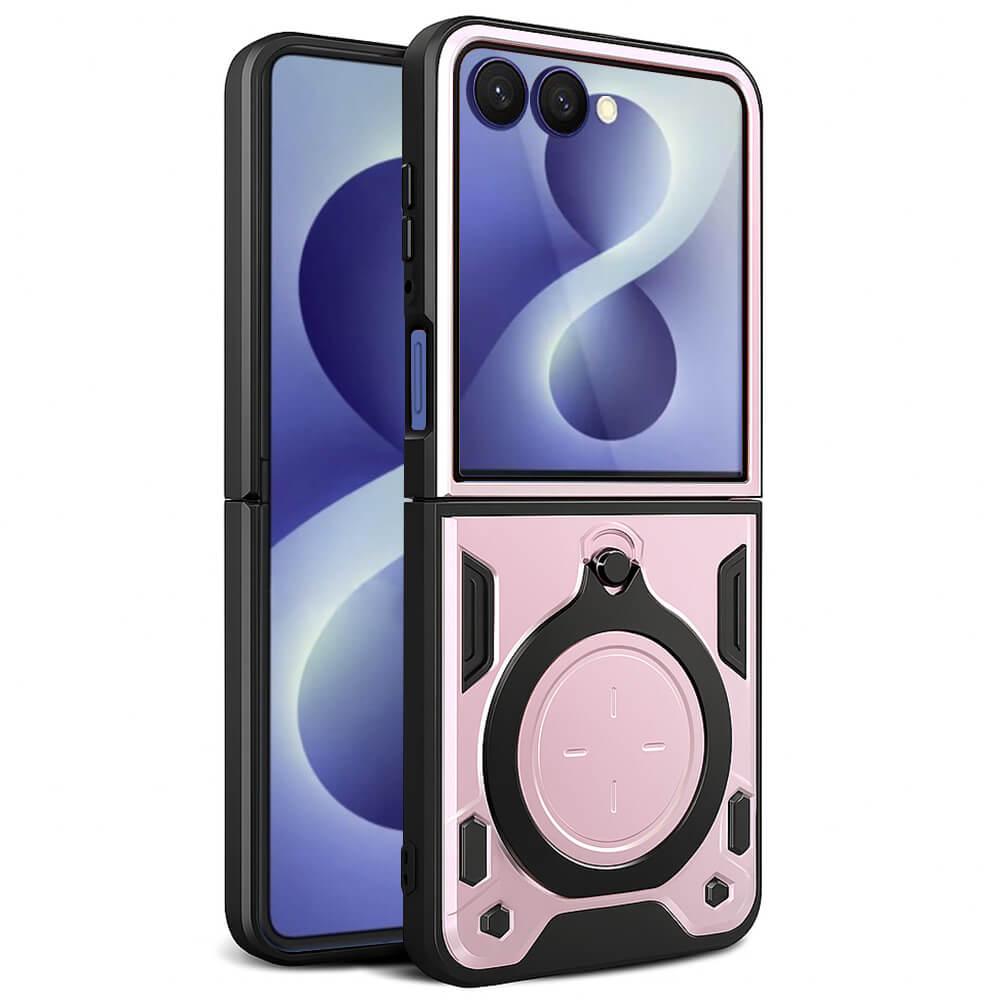 Хибриден удароустойчив кейс с вградена поставка за Samsung Galaxy Z Flip8 - Techsuit CamGuard Pro Case (розово злато) | JAR Computers Хибриден удароустойчив кейс с вградена поставка за Samsung Galaxy Z Flip8 - Techsuit CamGuard Pro Case (розово злато)