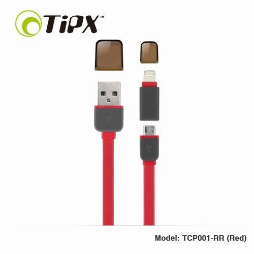 Кабел за Apple и устройства с MicroUSB - TIPX 2in1 Micro USB & Lightning Charge & Sync Cable (червен) | JAR Computers Кабел за Apple и устройства с MicroUSB - TIPX 2in1 Micro USB & Lightning Charge & Sync Cable (червен)