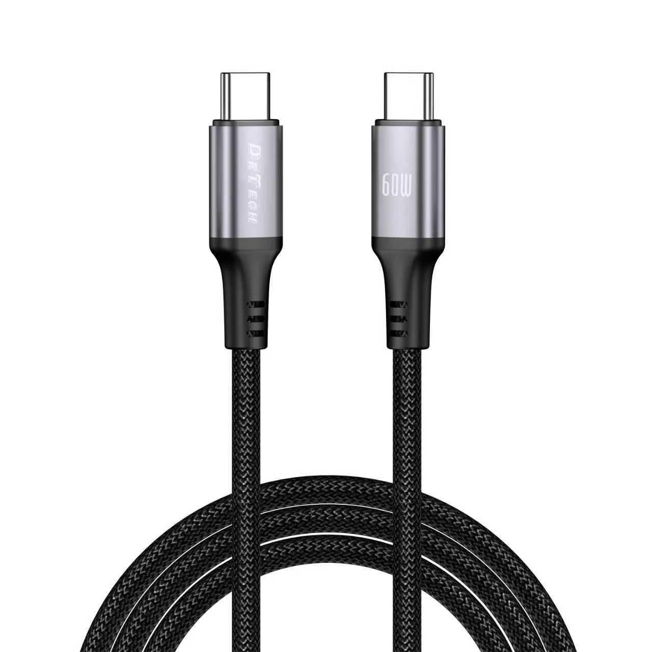 Кабел за данни DeTech DE-C68C, 60W, Type-C - Type-C, PD, 1.0m, Черен - 40552 | JAR Computers Кабел за данни DeTech DE-C68C, 60W, Type-C - Type-C, PD, 1.0m, Черен - 40552