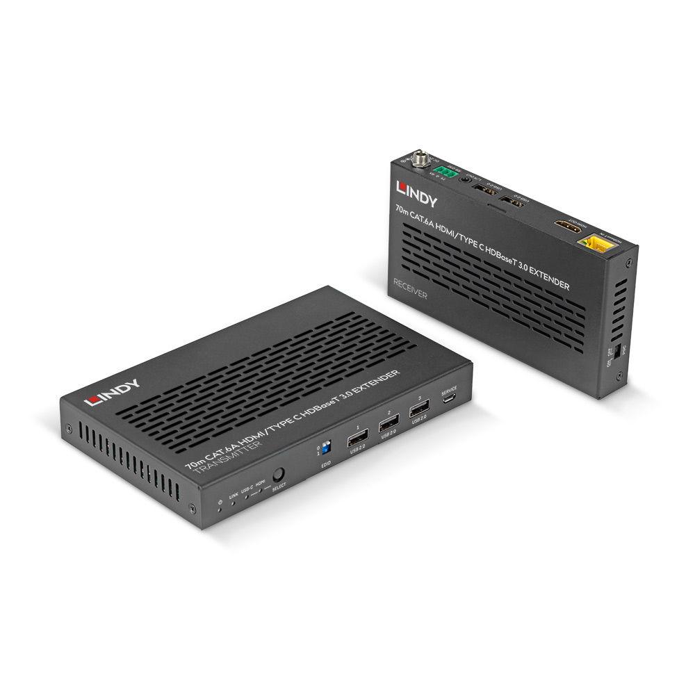 LINDY LNY-38346 :: HDMI 4K60 & Type C HDBaseT 3.0 KVM екстендър, Cat. 6A, 70.0 м | JAR Computers LINDY LNY-38346 :: HDMI 4K60 & Type C HDBaseT 3.0 KVM екстендър, Cat. 6A, 70.0 м