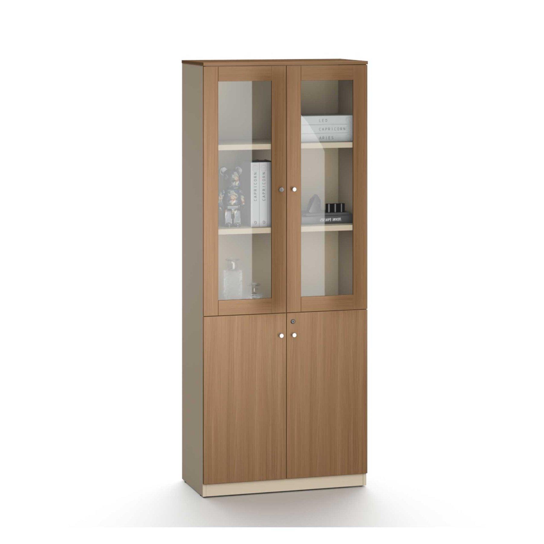 Шкаф RFG Paris, със стъклени врати, 800 х 400 х 2000 mm, ПДЧ, орех и сиво