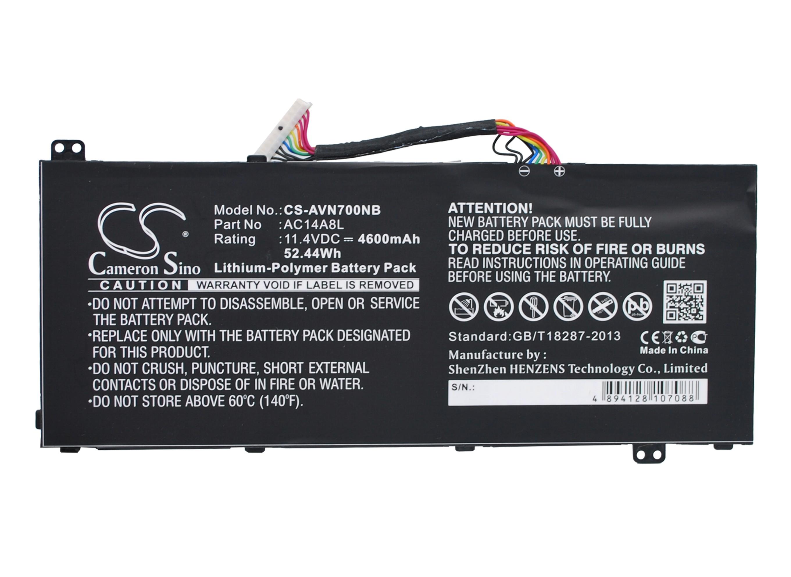 Батерия  за лаптоп Acer Aspire Nitro V15 VN7-571G VN7-572G VN7-591G VN7-592G i V17 VN7-791G VN7-792G AC14A8L, 11.4V, 4600mAh CAMERON SINO | JAR Computers Батерия  за лаптоп Acer Aspire Nitro V15 VN7-571G VN7-572G VN7-591G VN7-592G i V17 VN7-791G VN7-792G AC14A8L, 11.4V, 4600mAh CAMERON SINO