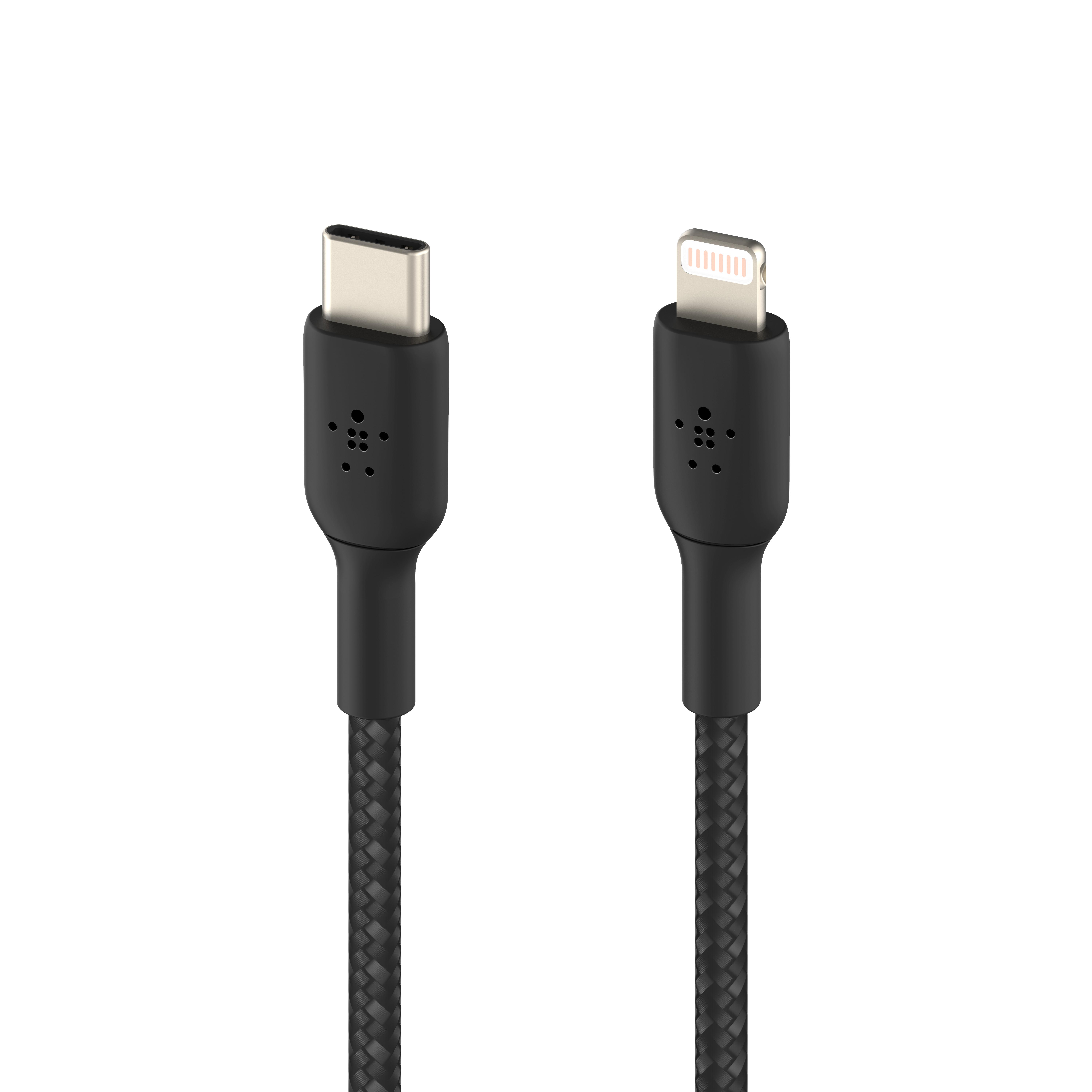Belkin BOOST CHARGE USB-C to Lightning Cable, Braided - 1M - Black | JAR Computers Belkin BOOST CHARGE USB-C to Lightning Cable, Braided - 1M - Black