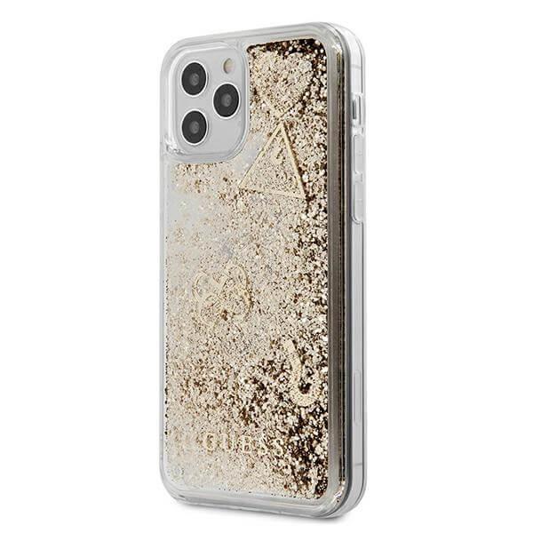 Дизайнерски кейс с висока защита за iPhone 12, iPhone 12 Pro - Guess Liquid Glitter Charms Case (златист) | JAR Computers Дизайнерски кейс с висока защита за iPhone 12, iPhone 12 Pro - Guess Liquid Glitter Charms Case (златист)