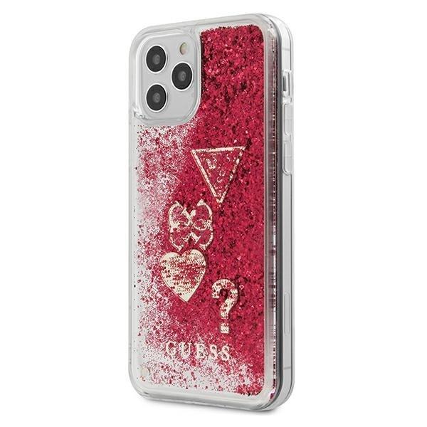 Дизайнерски кейс с висока защита за iPhone 12 Pro Max - Guess Liquid Glitter Charms Case (червен) | JAR Computers Дизайнерски кейс с висока защита за iPhone 12 Pro Max - Guess Liquid Glitter Charms Case (червен)