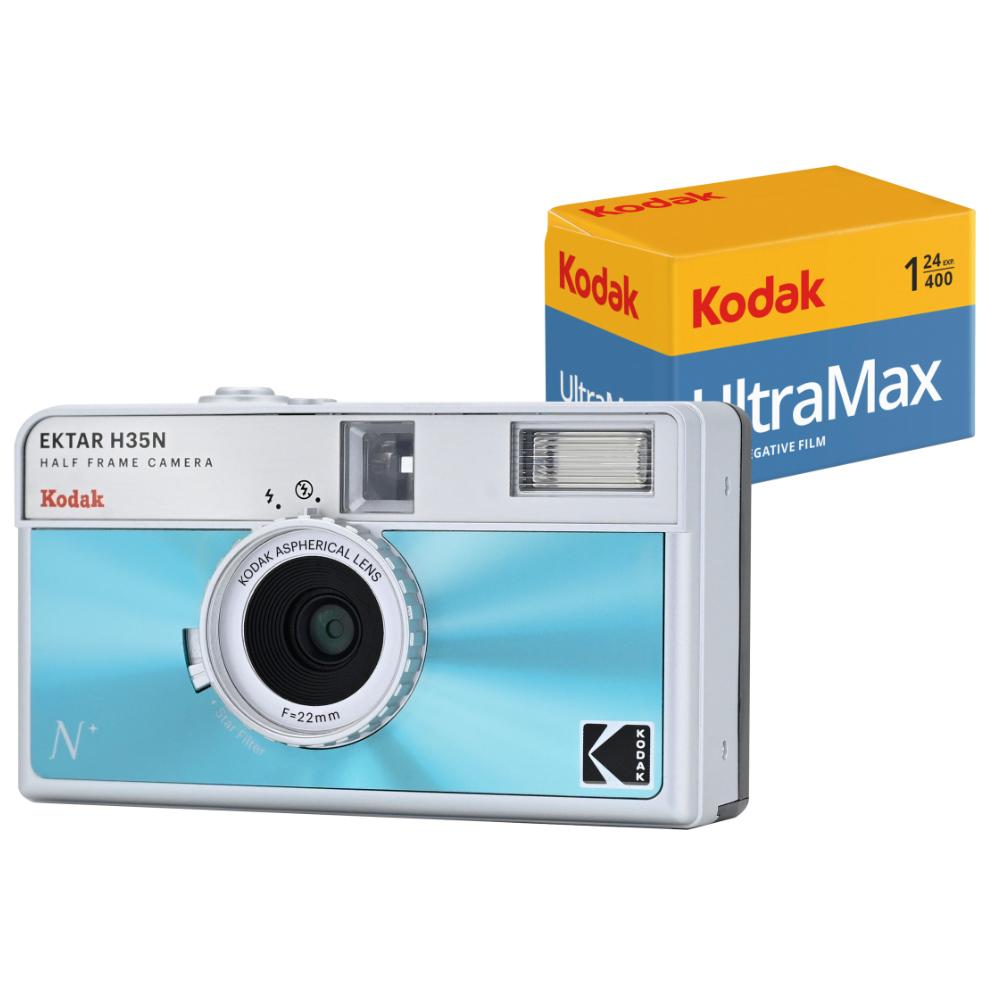 Фотоапарат KODAK EKTAR H35N Half Frame Film Camera Glazed Blue + Kodak Ultramax 24EXP | JAR Computers Фотоапарат KODAK EKTAR H35N Half Frame Film Camera Glazed Blue + Kodak Ultramax 24EXP